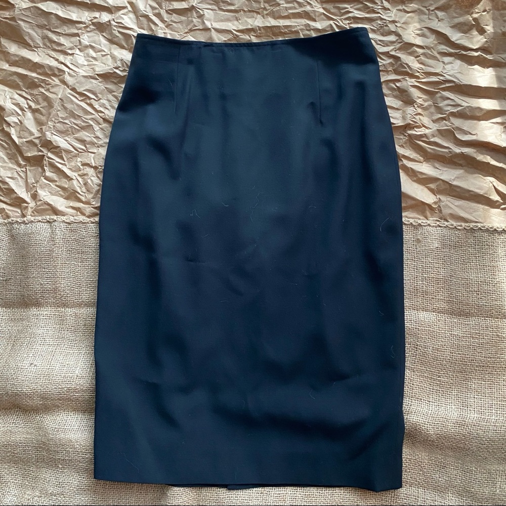 Wool Blend Black Pencil Skirt Made in Italy